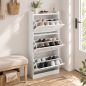 Zapatero Estrecho con 3 Cajones Abatibles Estantes Ajustables Armario Organizador para 12-15 Pares 60x24x130 cm Blanco
