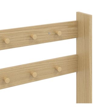 Perchero Zapatero con 2 Cajones Abatibles con Puertas de Ratán 8 Ganchos Estante Superior y Marco de Madera Natural