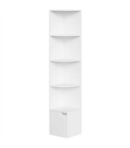 Estantería Esquinera de 5 Niveles con Estantes y Armario para Sala de Estar Dormitorio 29,5x29,5x158 cm Blanco