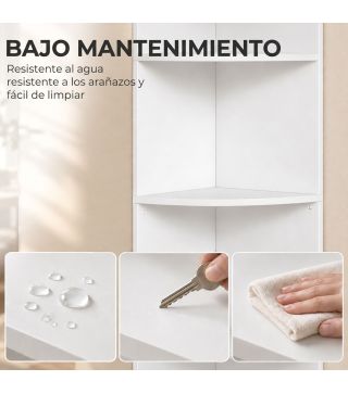 Estantería Esquinera de 5 Niveles con Estantes y Armario para Sala de Estar Dormitorio 29,5x29,5x158 cm Blanco