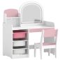 Tocador de Maquillaje Niña con Espejo con Luces LED Taburete 2 Estantes 3 Cajas de Almacenaje 3-8 Años Blanco y Rosa Tocador de Maquillaje Niña con Espejo con Luces LED Taburete 2 Estantes 3 Cajas de Almacenaje 3-8 Años Blanco y Rosa