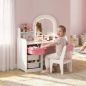 Tocador de Maquillaje Niña con Espejo con Luces LED Taburete 2 Estantes 3 Cajas de Almacenaje 3-8 Años Blanco y Rosa Tocador de Maquillaje Niña con Espejo con Luces LED Taburete 2 Estantes 3 Cajas de Almacenaje 3-8 Años Blanco y Rosa