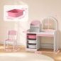 Tocador de Maquillaje Niña con Espejo con Luces LED Taburete 2 Estantes 3 Cajas de Almacenaje 3-8 Años Blanco y Rosa Tocador de Maquillaje Niña con Espejo con Luces LED Taburete 2 Estantes 3 Cajas de Almacenaje 3-8 Años Blanco y Rosa