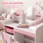 Tocador de Maquillaje Niña con Espejo con Luces LED Taburete 2 Estantes 3 Cajas de Almacenaje 3-8 Años Blanco y Rosa Tocador de Maquillaje Niña con Espejo con Luces LED Taburete 2 Estantes 3 Cajas de Almacenaje 3-8 Años Blanco y Rosa