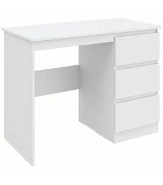 Mesa de Escritorio Mesa de Ordenador con 3 Cajones Veteado de Mármol para Oficina Estudio 100x50x75 cm Blanco