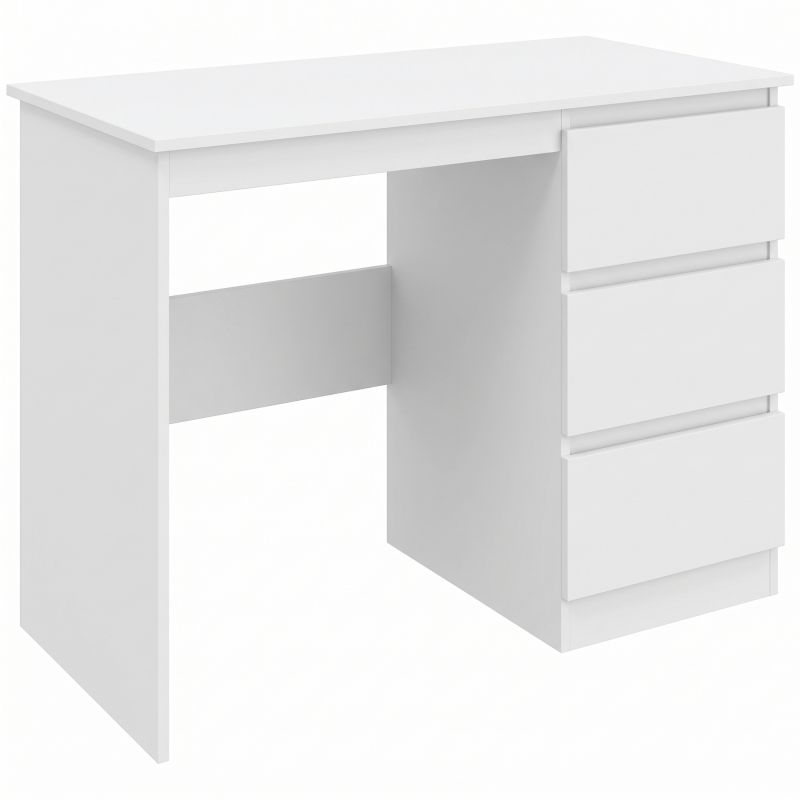 Mesa de Escritorio Mesa de Ordenador con 3 Cajones Veteado de Mármol para Oficina Estudio 100x50x75 cm Blanco Mesa de Escritorio Mesa de Ordenador con 3 Cajones Veteado de Mármol para Oficina Estudio 100x50x75 cm Blanco