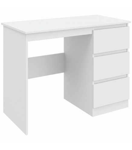Mesa de Escritorio Mesa de Ordenador con 3 Cajones Veteado de Mármol para Oficina Estudio 100x50x75 cm Blanco