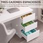 Mesa de Escritorio Mesa de Ordenador con 3 Cajones Veteado de Mármol para Oficina Estudio 100x50x75 cm Blanco Mesa de Escritorio Mesa de Ordenador con 3 Cajones Veteado de Mármol para Oficina Estudio 100x50x75 cm Blanco
