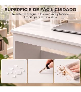 Mesa de Escritorio Mesa de Ordenador con 3 Cajones Veteado de Mármol para Oficina Estudio 100x50x75 cm Blanco