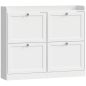 Zapatero Estrecho con 4 Cajones Abatibles Divisores Ajustables Puertas Shaker para 12-16 Pares 105x24x89,5 cm Blanco Zapatero Estrecho con 4 Cajones Abatibles Divisores Ajustables Puertas Shaker para 12-16 Pares 105x24x89,5 cm Blanco
