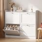 Zapatero Estrecho con 4 Cajones Abatibles Divisores Ajustables Puertas Shaker para 12-16 Pares 105x24x89,5 cm Blanco Zapatero Estrecho con 4 Cajones Abatibles Divisores Ajustables Puertas Shaker para 12-16 Pares 105x24x89,5 cm Blanco