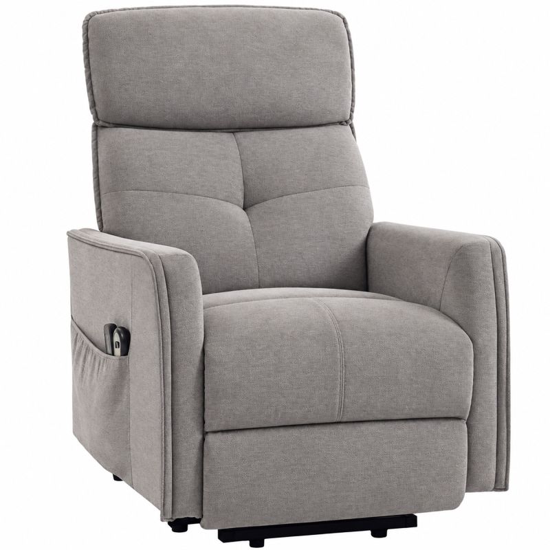 Sillón Relax Reclinable Eléctrico Levanta Personas con 2 Puntos Masaje Asiento con Muelles Reposapiés de Chenilla Gris Sillón Relax Reclinable Eléctrico Levanta Personas con 2 Puntos Masaje Asiento con Muelles Reposapiés de Chenilla Gris