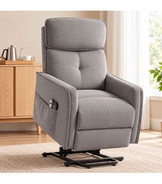 Sillón Relax Reclinable Eléctrico Levanta Personas con 2 Puntos Masaje Asiento con Muelles Reposapiés de Chenilla Gris