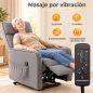 Sillón Relax Reclinable Eléctrico Levanta Personas con 2 Puntos Masaje Asiento con Muelles Reposapiés de Chenilla Gris Sillón Relax Reclinable Eléctrico Levanta Personas con 2 Puntos Masaje Asiento con Muelles Reposapiés de Chenilla Gris