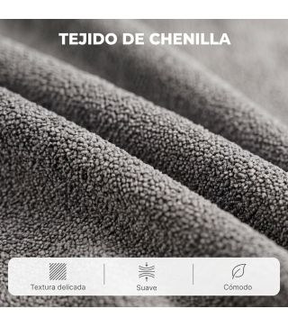 Sillón Relax Reclinable Eléctrico Levanta Personas con 2 Puntos Masaje Asiento con Muelles Reposapiés de Chenilla Gris