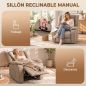 Sillón Relax Reclinable Manual de PU con Reposapiés Asiento Ancho Acolchado Grueso Reclinable hasta 155° Caqui