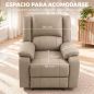 Sillón Relax Reclinable Manual de PU con Reposapiés Asiento Ancho Acolchado Grueso Reclinable hasta 155° Caqui