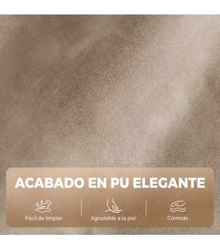 Sillón Relax Reclinable Manual de PU con Reposapiés Asiento Ancho Acolchado Grueso Reclinable hasta 155° Caqui