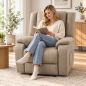 Sillón Relax Reclinable Manual de PU con Reposapiés Asiento Ancho Acolchado Grueso Reclinable hasta 155° Caqui