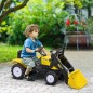 Tractor a Pedales para Niños a partir de 3 Años Excavadora con Pala Delantera Carga 35 kg 114x41x52 cm Amarillo