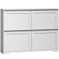Zapatero Estrecho con 4 Cajones Abatibles Puertas Acanaladas Estantes Ajustables hasta 16 Pares para Pasillo Blanco