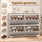 Zapatero Estrecho con 4 Cajones Abatibles Puertas Acanaladas Estantes Ajustables hasta 16 Pares para Pasillo Blanco
