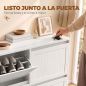 Zapatero Estrecho con 4 Cajones Abatibles Puertas Acanaladas Estantes Ajustables hasta 16 Pares para Pasillo Blanco