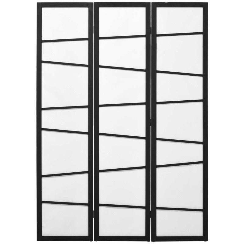 Biombo de 3 Paneles Divisor de Habitación Plegable 120x170 cm Separador de Ambientes para Oficina Salón Negro y Blanco