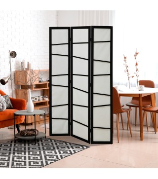 Biombo de 3 Paneles Divisor de Habitación Plegable 120x170 cm Separador de Ambientes para Oficina Salón Negro y Blanco