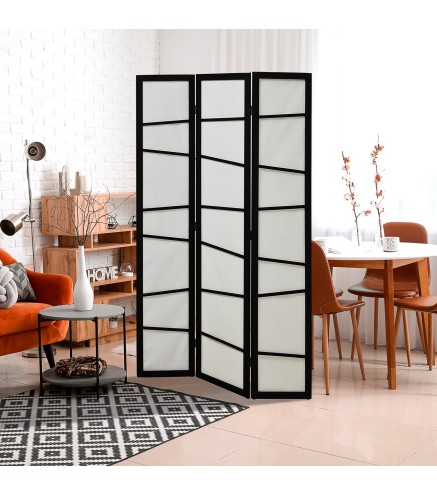 Biombo de 3 Paneles Divisor de Habitación Plegable 120x170 cm Separador de Ambientes para Oficina Salón Negro y Blanco