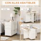 Mesa de Comedor Plegable Alas Abatibles con Ruedas y 2 Cajones Mesa de Cocina Pequeña Estilo Moderno 120x80x75 cm Blanco