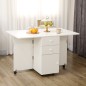 Mesa de Comedor Plegable Alas Abatibles con Ruedas y 2 Cajones Mesa de Cocina Pequeña Estilo Moderno 120x80x75 cm Blanco