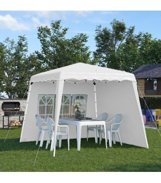 Carpa Plegable con 2 Paredes Laterales 2,89x2,89m Cenador Pabellón de Jardín Altura Ajustable Protección UV50+ Blanco