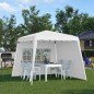 Carpa Plegable con 2 Paredes Laterales 2,89x2,89m Cenador Pabellón de Jardín Altura Ajustable Protección UV50+ Blanco
