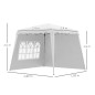 Carpa Plegable con 2 Paredes Laterales 2,89x2,89m Cenador Pabellón de Jardín Altura Ajustable Protección UV50+ Blanco