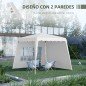 Carpa Plegable con 2 Paredes Laterales 2,89x2,89m Cenador Pabellón de Jardín Altura Ajustable Protección UV50+ Blanco Carpa Plegable con 2 Paredes Laterales 2,89x2,89m Cenador Pabellón de Jardín Altura Ajustable Protección UV50+ Blanco