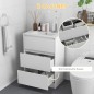 Mueble de Baño con Lavabo Armario de Baño Lavabo de Baño de Cerámica Sintética con 2 Cajones 61x37x88cm Blanco Brillante