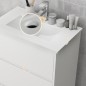 Mueble de Baño con Lavabo Armario de Baño Lavabo de Baño de Cerámica Sintética con 2 Cajones 61x37x88cm Blanco Brillante