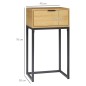Mesa Auxiliar con Cajón Mesita Auxiliar Moderna con Patas de Acero para Pasillo Salón 40x30x76cm Natural