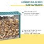 Casetilla para Leña de Acero Galvanizado Leñero Exterior Cobertizo de Almacenamiento de Troncos con Techo para Jardín Terraza 24 Casetilla para Leña de Acero Galvanizado Leñero Exterior Cobertizo de Almacenamiento de Troncos con Techo para Jardín Terraza 24