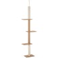 Árbol Rascador para Gatos de Suelo a Techo Torre para Gatos con Altura Ajustable 43x27x228-260 cm Marrón Claro y Beige