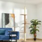 Árbol Rascador para Gatos de Suelo a Techo Torre para Gatos con Altura Ajustable 43x27x228-260 cm Marrón Claro y Beige