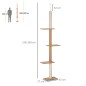Árbol Rascador para Gatos de Suelo a Techo Torre para Gatos con Altura Ajustable 43x27x228-260 cm Marrón Claro y Beige
