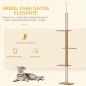 Árbol Rascador para Gatos de Suelo a Techo Torre para Gatos con Altura Ajustable 43x27x228-260 cm Marrón Claro y Beige