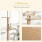 Árbol Rascador para Gatos de Suelo a Techo Torre para Gatos con Altura Ajustable 43x27x228-260 cm Marrón Claro y Beige