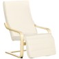 Sillón de Salón con Reposapiés Ajustable Silla Relax Butaca Tapizado en Tela para Oficina Dormitorio 66,5x94x100cm Crema