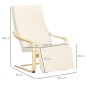 Sillón de Salón con Reposapiés Ajustable Silla Relax Butaca Tapizado en Tela para Oficina Dormitorio 66,5x94x100cm Crema