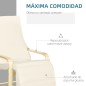 Sillón de Salón con Reposapiés Ajustable Silla Relax Butaca Tapizado en Tela para Oficina Dormitorio 66,5x94x100cm Crema