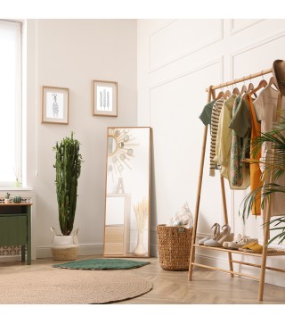 Espejo de Pared Cuerpo Entero 45x125 cm Espejo Rectangular Grande de Madera Estilo Moderno para Salón Dormitorio Natural