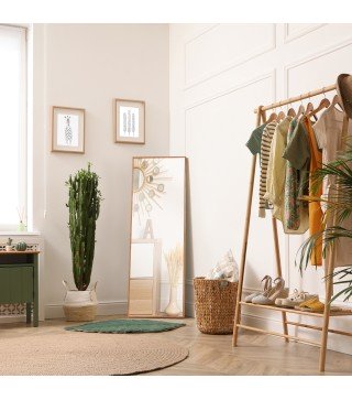 Espejo de Pared Cuerpo Entero 45x125 cm Espejo Rectangular Grande de Madera Estilo Moderno para Salón Dormitorio Natural